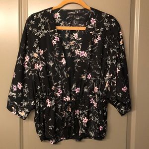 Express floral kimono shirt